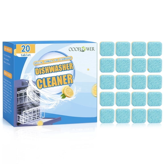 Dishwasher Cleaner And Deodorizer Tablets Deep Clean Dishwasher Detergent Pods Fresh Scent Dish Washer Cleaner Tablets for Odor, Hard Water, Limescale Removal , 20 Count