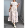 thumbnail image 4 of Robe Maxi d'Été Grande Taille pour Femmes, Sans Manches, Bretelles Spaghetti, Longue, Plage, Fleurs Roses, TG, 4 of 7