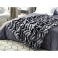 thumbnail image 3 of Cozy Tyme Blanc Faux Feather Fur Throw 50"x60", Navy, 3 of 10