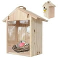 thumbnail image 2 of Comedero para pájaros, caja nido colgante de madera, jaula para ventana exterior con ventosas, 2 of 9