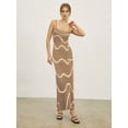 thumbnail image 1 of Faithtur Robe d'Été Camisole en Tricot pour Femmes Imprimé Ondulé Bretelles Spaghetti Dos Ouvert Robe Midi de Fête, 1 of 2