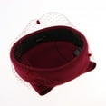 thumbnail image 4 of Vintage Fascinator Hat Pillbox Hat Sombrero de bombín Sombrero de invierno para mujer borgoña Zulema sombrerero sombrero fascinador mujeres, 4 of 8