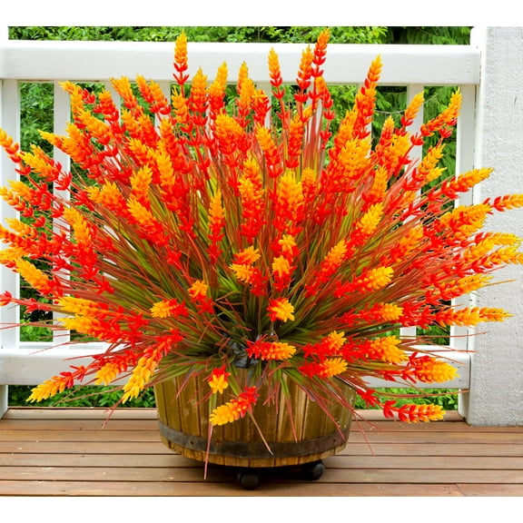 Artificial Plants Outdoor, 20 Pcs Fake Mums Flowers UV Resistant Outdoor Plants, Artificial Fall Flowers Plastic Faux Mums Plants Shrubs for Home Porch Garden Yard Window Box