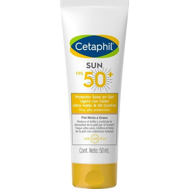 Protector solar Cetaphil sun fps 50+ en gel ligero con color para piel mixta a grasa ultra matte y oil control 50ml