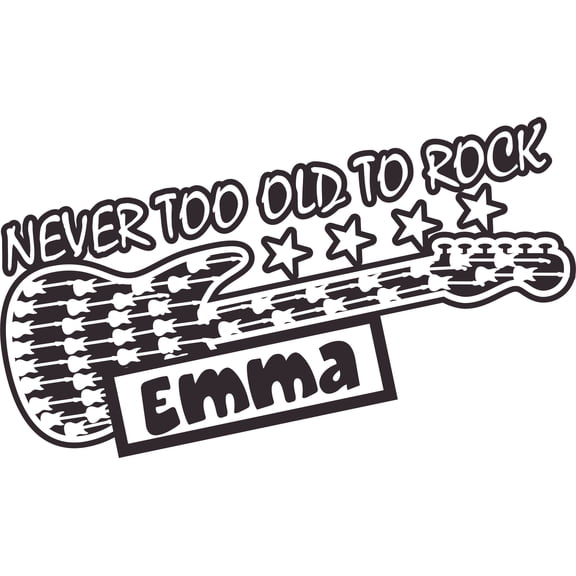 Never Too Old To Rock Guitar Star Customized Wall Decal - Custom Vinyl Wall Art - Personalized Name - Baby Girls Boys Kids Bedroom Wall Decal Room Decor Wall Stickers Decoration Size (12x20 inch)