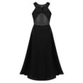 thumbnail image 2 of Jizyo Kids Girls Sleeveless Cutout Back Bridesmaid Dress Wedding Evening Party Prom Maxi Gown Halter Lace Chiffon Black 16, 2 of 6