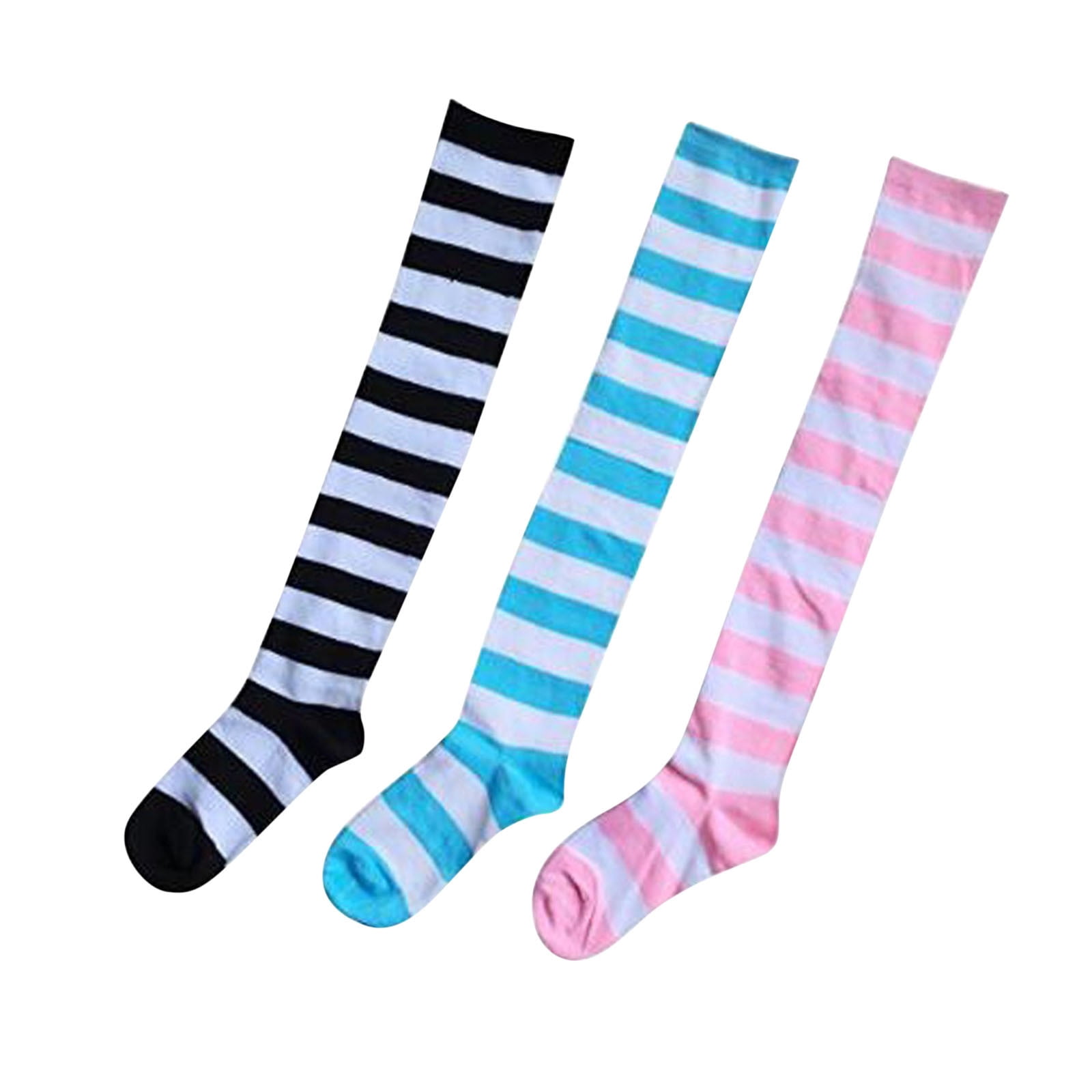 Socks Women Knee High Socks Striped Women's Long Socks Thigh High Soft Socks for Girls Plus Size Stockings Thigh High Socks