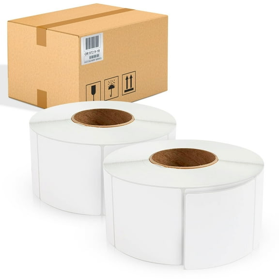 White Thermal Transfer Labels, 3 in Core Perforated Industrial, 6700 Count, 3.5 x 3.5 in