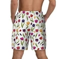 thumbnail image 3 of Kdxio Tulips Flowers Print Men's Swim Trunks with Compression Liner 7 Inch Inseam Quick Dry Swim Shorts, 3 of 7