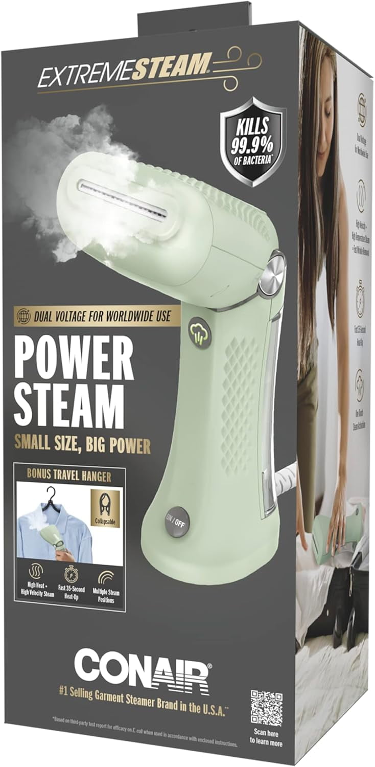 Handheld Garment Steamer for Clothes, Turbo ExtremeSteam 1875W, Portable Handheld Design, Strong Penetrating Steam, White / Champagne