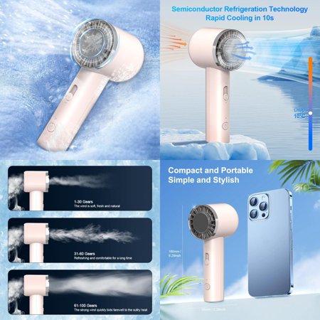 

Portable Compact and Lightweight High Speed Handheld Fan with Ice Compress - Turbo Cooling Bladeless Mini Blower. Rechargeable and Portable Jet Fan 0-100 Speed 2000mAh Battery 8000RPM