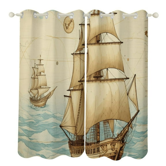 Retro Sail Modern Window for Living Room Curtains for Child Bedroom Kitchen Decor Blinds Drapes