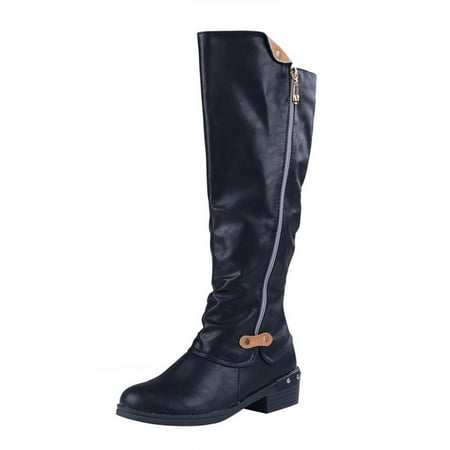 

BELLZELY Womens Shoes Wide Width Clearance Winter Boots for Women Shoes Low-Heel Comfortable Outdoor Non-Slip Outdoor Mid-Calf Boots