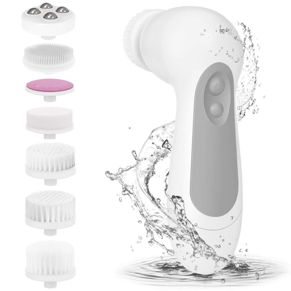 Facial Cleansing Brush, CLSEVXY Waterproof Face Spin Brush with 7 Exfoliating Brush Heads for