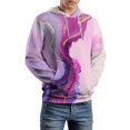 thumbnail image 5 of Abstract Pink Purple Marble Art Men's Women Vintage 3D Hooded Sweatshirt - All-Season Loose Fit Streetwear, 5 of 6