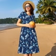 thumbnail image 4 of Rateoe Blue Bus Pattern Women’s Short Sleeve Dress – Casual Elegant Summer A-Line Dress for Everyday Wear, 4 of 6