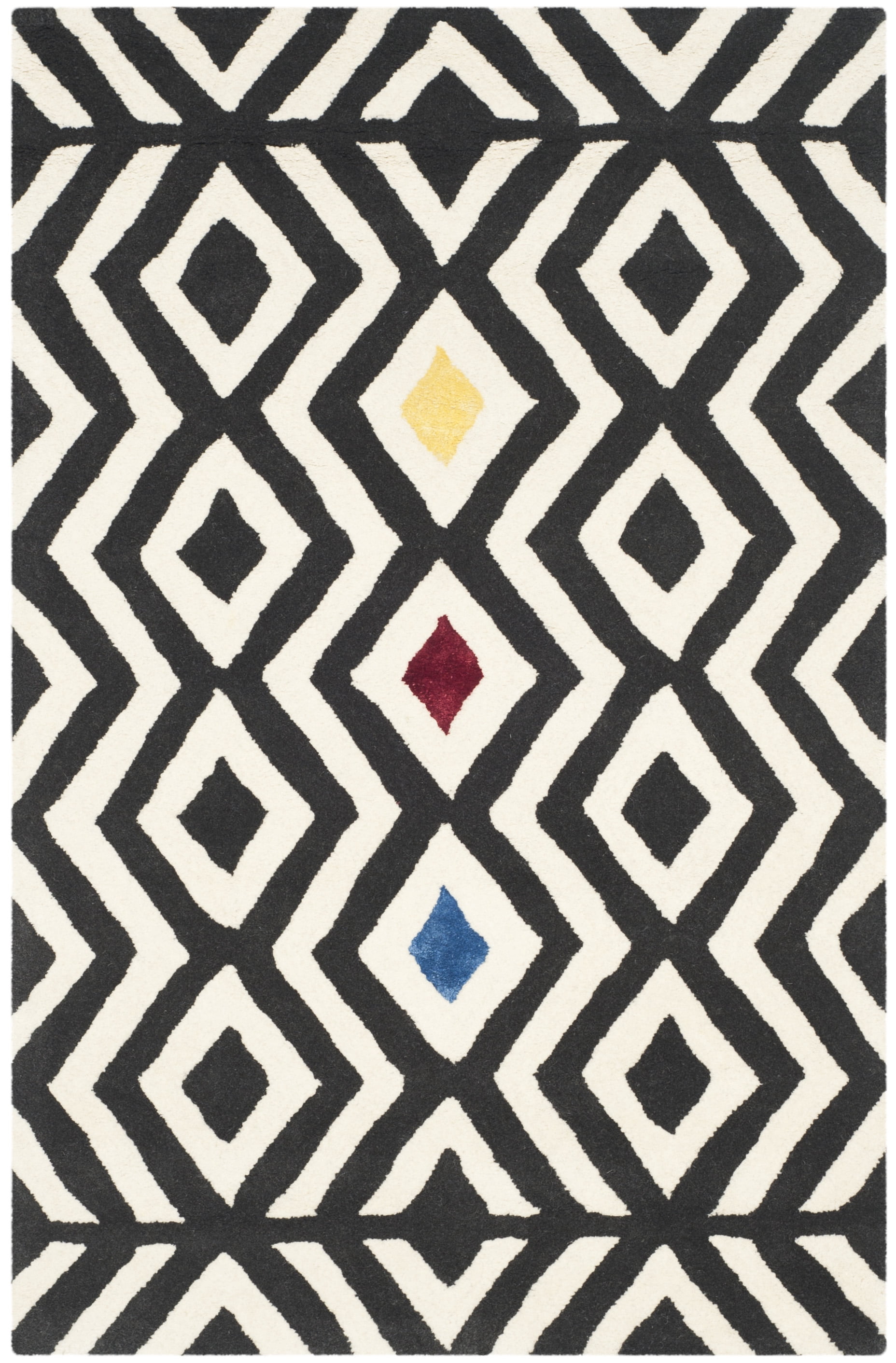 SAFAVIEH Soho Fion Geometric Wool Area Rug, Beige/Charcoal, 3'6" x 5'6"