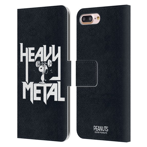Head Case Designs Officially Licensed Peanuts Rock Tees Snoopy Heavy Metal Leather Book Wallet Case Cover Compatible with Apple iPhone 7 Plus / iPhone 8 Plus