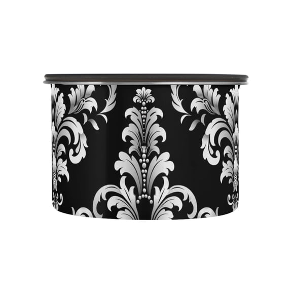 Classical Damask Ornament Airtight Coffee Bean Canister 17oz Food Storage Containers with Lids For Gournd, Tea, Sugar, Flour, Rice, Cereal, Candy Cookie Jar