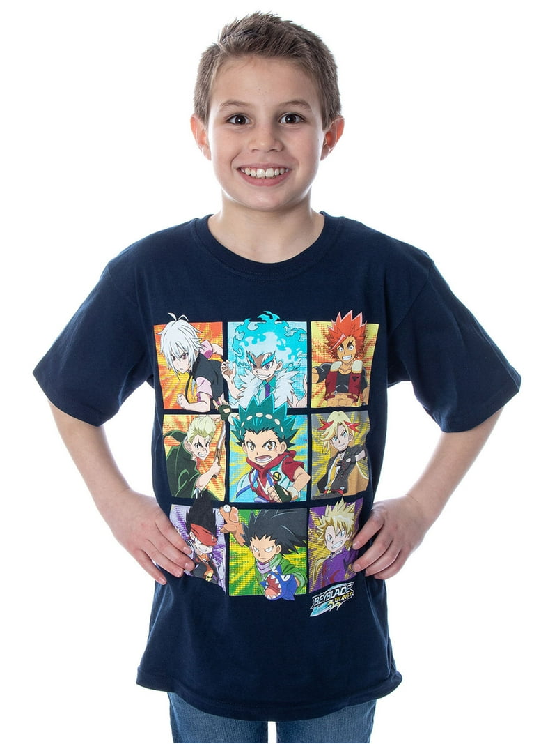 Beyblade Burst Boys' Spinner Tops Graphic Character Grid T-Shirt