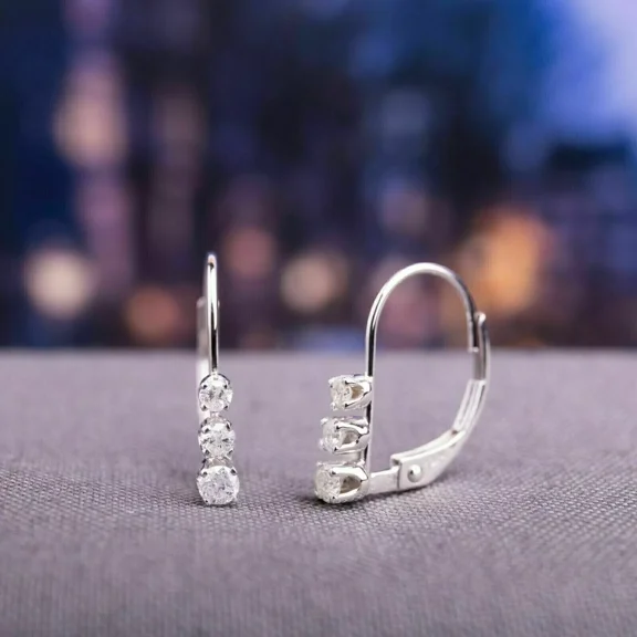 1Ct Round Cut Lab Created Diamond Hoop Huggie Earrings in 14k White Gold Plated