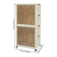 thumbnail image 2 of Beige Plastic 66*42*132cm 2-Story Folding Storage Cabinet Storage Cabinet Wheeled Household Mobile Wardrobe Storage Box, 2 of 10
