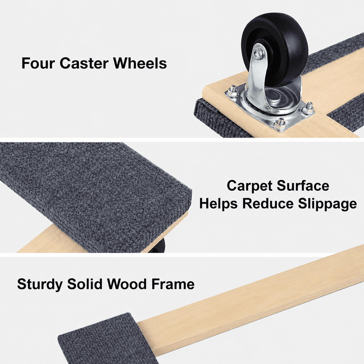 Hyper Tough Wooden Dolly, 600 lb Capacity, Padded Hardwood Frame with Swivel Casters