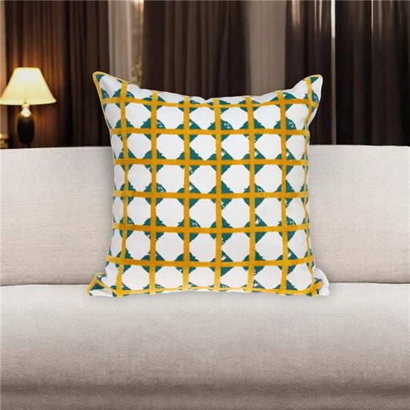 HomeRoots 529336 20 in. Gold & White Geometric Throw Pillow