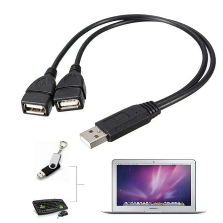 Cables To Go Black Hub USB 2.0 A Male To 2 Dual USB Female Jack Y Splitter Hub Power Cord Adapter Converter Cable ()