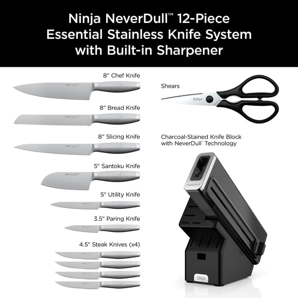 Ninja NeverDull Essential 12-Piece Kitchen Cutlery, Stainless