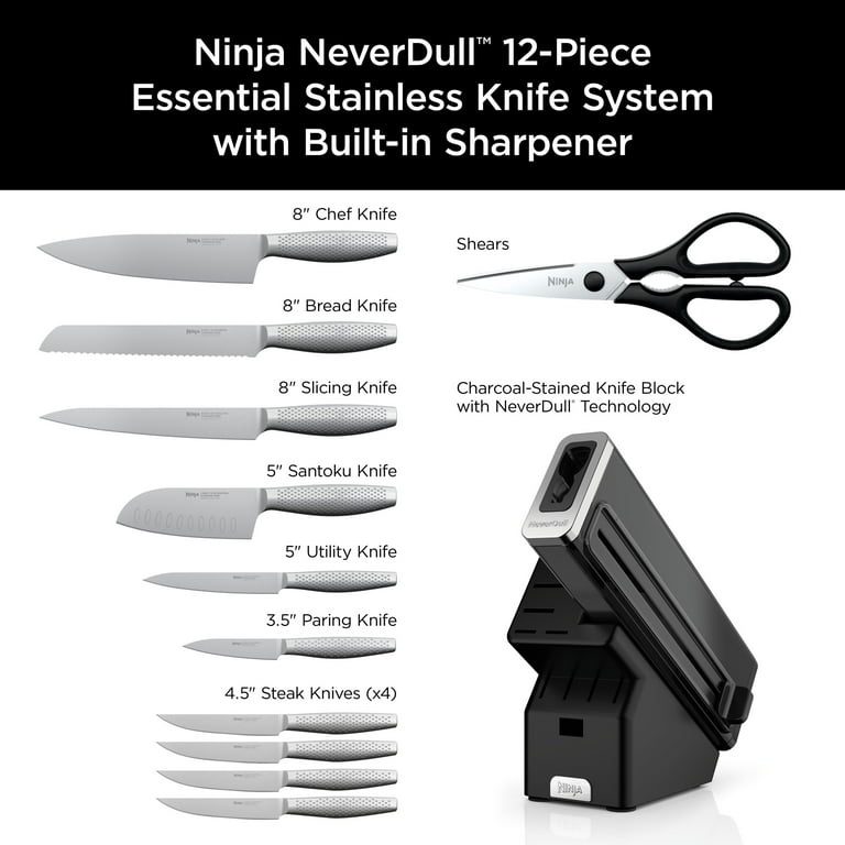 Ninja NeverDull 12-Piece Stainless Steel Knife Set with Built-in