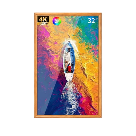 ZPNUZDU 43- In 4K Commercial Digital Signage Display with Solid Wood Frame 700 Nits High Brightness Slim Menu Board with Remote Control for Restaurants Galleries & Luxury Homes