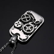 Segolike Biker Punk Stainless Steel Mens Chain Necklace Gear Dog Tag Mechanical Jewelry Necklace