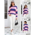 thumbnail image 7 of Xuanfei Women Contrast Color Spliced Horizontal Stripes Crew Neck Knit Sweater, 7 of 7