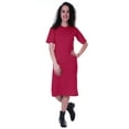 thumbnail image 2 of Moomaya Womens Straight Short Sleeve Dress Plain Casual Relaxed Fit Dresses w/ Pockets, 2 of 7