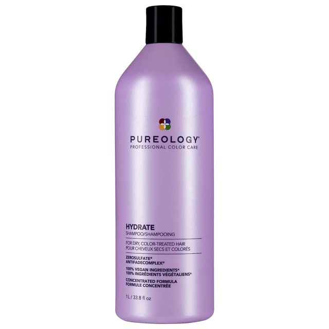 Champú Pureology Hydrate Hidratante, 1 L, sin sulfatos, vegano