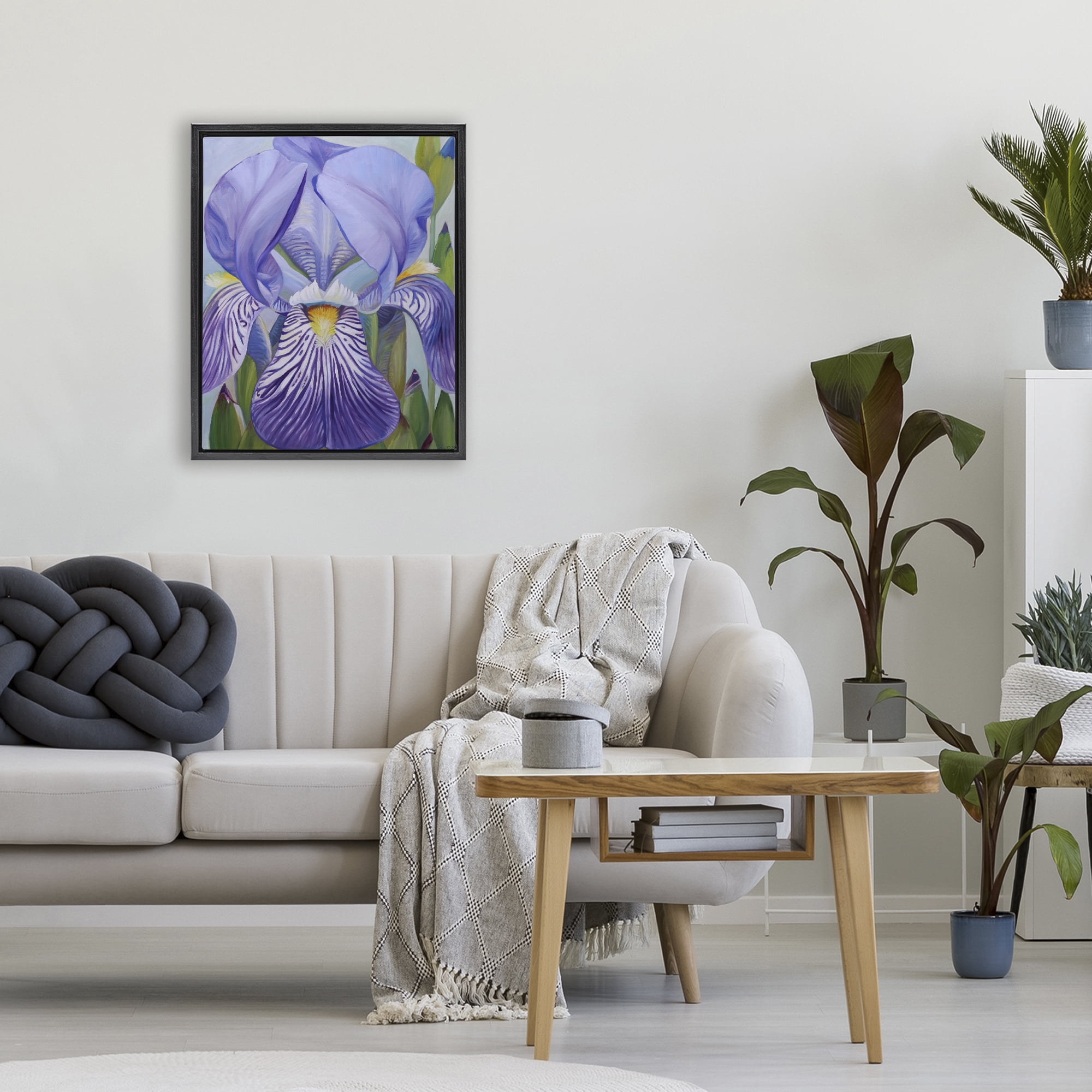 Stupell Industries Blooming Purple Iris Petals Black Framed Floater Canvas Wall Art, design by Violeta Vollmer