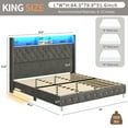 thumbnail image 2 of Blotout King LED Upholstered Bed Frame with Storage Wingback Headboard, Velvet Diamond Button Tufted Bed Frame USB & Type-C Ports and Side Pockets, Wood Slats Support, No Box Spring Needed, 2 of 10
