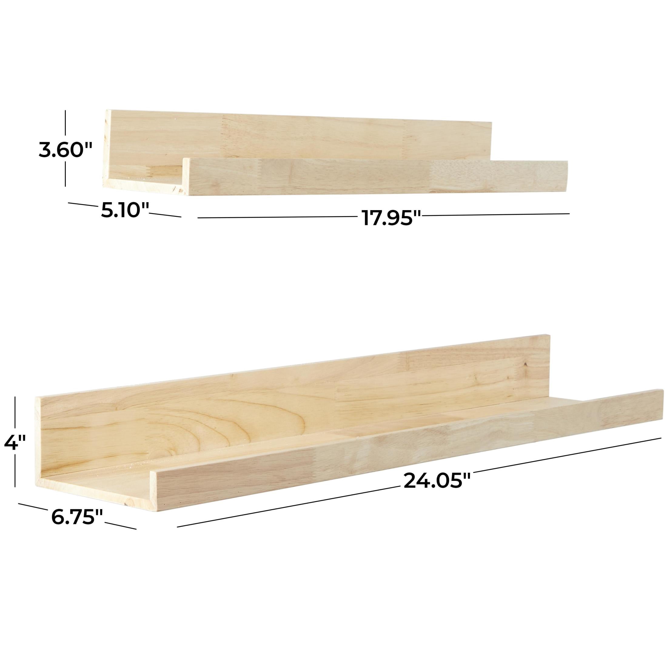 DecMode 18", 24"W 2-Tier Light Brown Wall Shelf with Lip (2 Count)