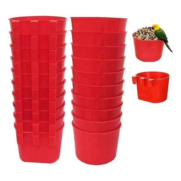 20Pcs Chickens Feeders for Cage,Hanging Chicken Water Feeder Cup, Plastic Birds Seed Bowl,