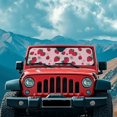 thumbnail image 6 of Uorisanigo Strawberry Print Windshield Sun Shade for 2007-2018 Jeep Wrangler JK JKU & 1997-2006 Jeep Wrangler TJ LJ, Front Window Sun Visor Blocks UV Rays Foldable Sunshade Easy to Install, 6 of 7