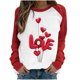 thumbnail image 1 of Estampado del Día de San Valentín para mujer moda Casual cuello redondo manga larga pulóver sudadera Tops camisa blusa Pompotops gfhjh16266, 1 of 3