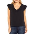 thumbnail image 2 of Three Dots Women's Short Sleeve V-Neck Double Layer Cotton Gauze Shirt, 2 of 2
