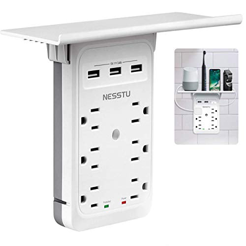 Details about   6 Outlet & 3 USB Ports Surge Protector Wall Charger Multi Plug Outlets Extender 
