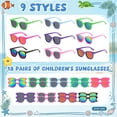 thumbnail image 4 of Bocaoying 18 Pack Kids Sunglasses Bulk, Neon & 80s Retro Style, Summer Beach Pool & Birthday Party Favors for Boys Girls Ages 3-8, 4 of 7