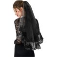 thumbnail image 1 of Velo de Novia Negro Halloween Velo de Novia de Doble Capa con Peine para el Cabello Accesorios Decorativos de Boda Tocado de Novia Elegante Tul de Encaje Cosplay Fiesta de Disfraces, 1 of 5