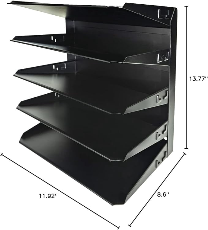 EASY LIFE PRODUCTS Desk File Organizer Shelf Rack, Metal, black(5 Tier)