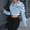 Light blue, variant on Women's Classic Cropped Ripped Denim Jacket with Raw Hem and Distressing