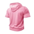 thumbnail image 7 of Men's Short Sleeve Hoodies Pocket Lightweight Quick Dry Sports Workout Full Zip Up Sweat Shirts with Hood (XL, Pink), 7 of 7