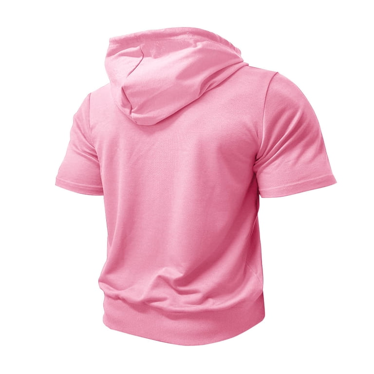 Dagegui Mens Short Sleeve Hooded Tshirts with Pocket Loose Fit